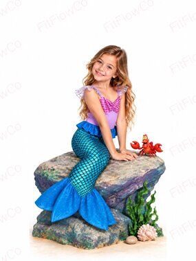 Luo Bei Er Girls Mermaid Costume Dress Size 120 Purple Blue Sequin Halloween